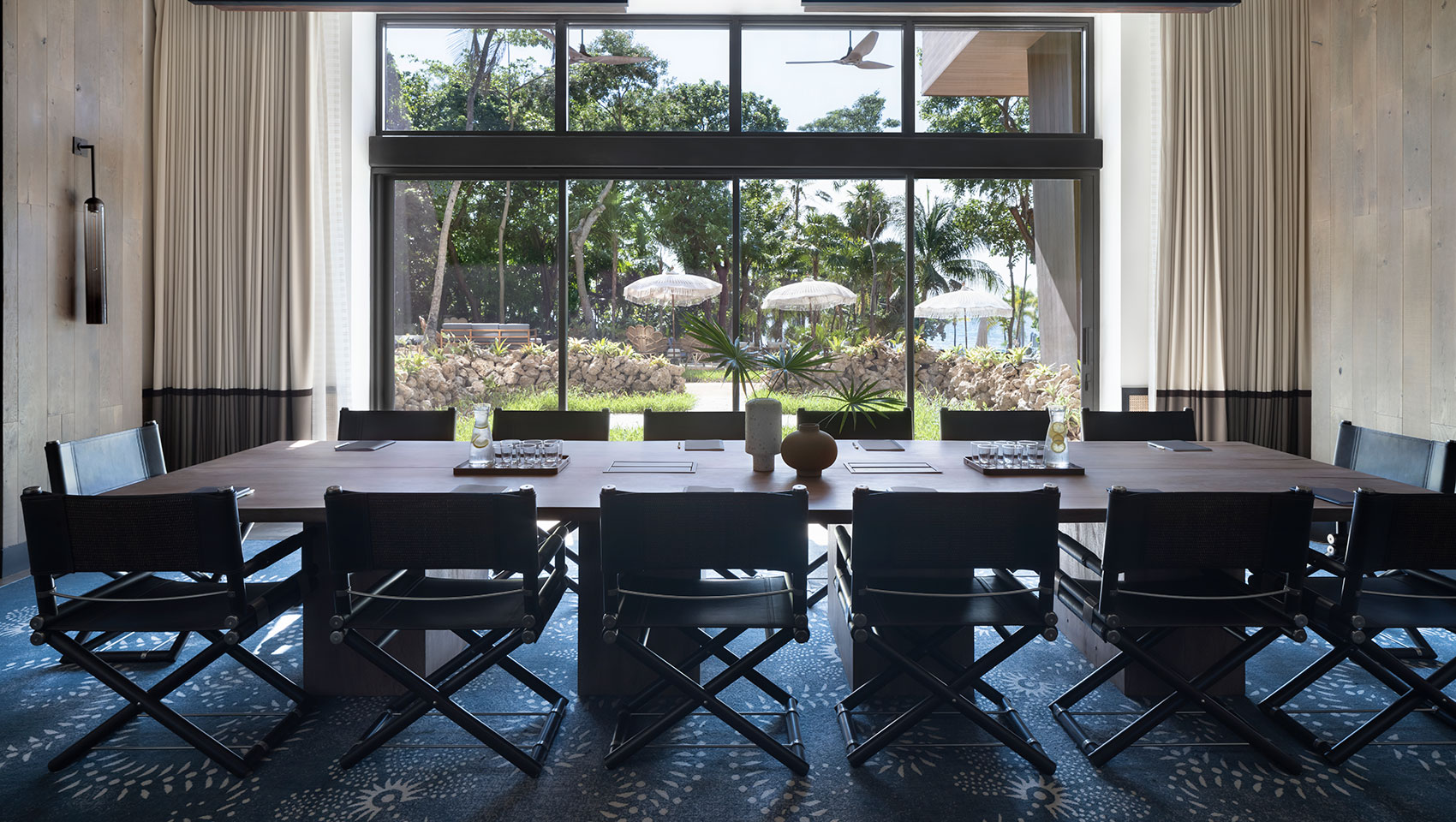 Dene Frances Boardroom overlooking lawn and beach