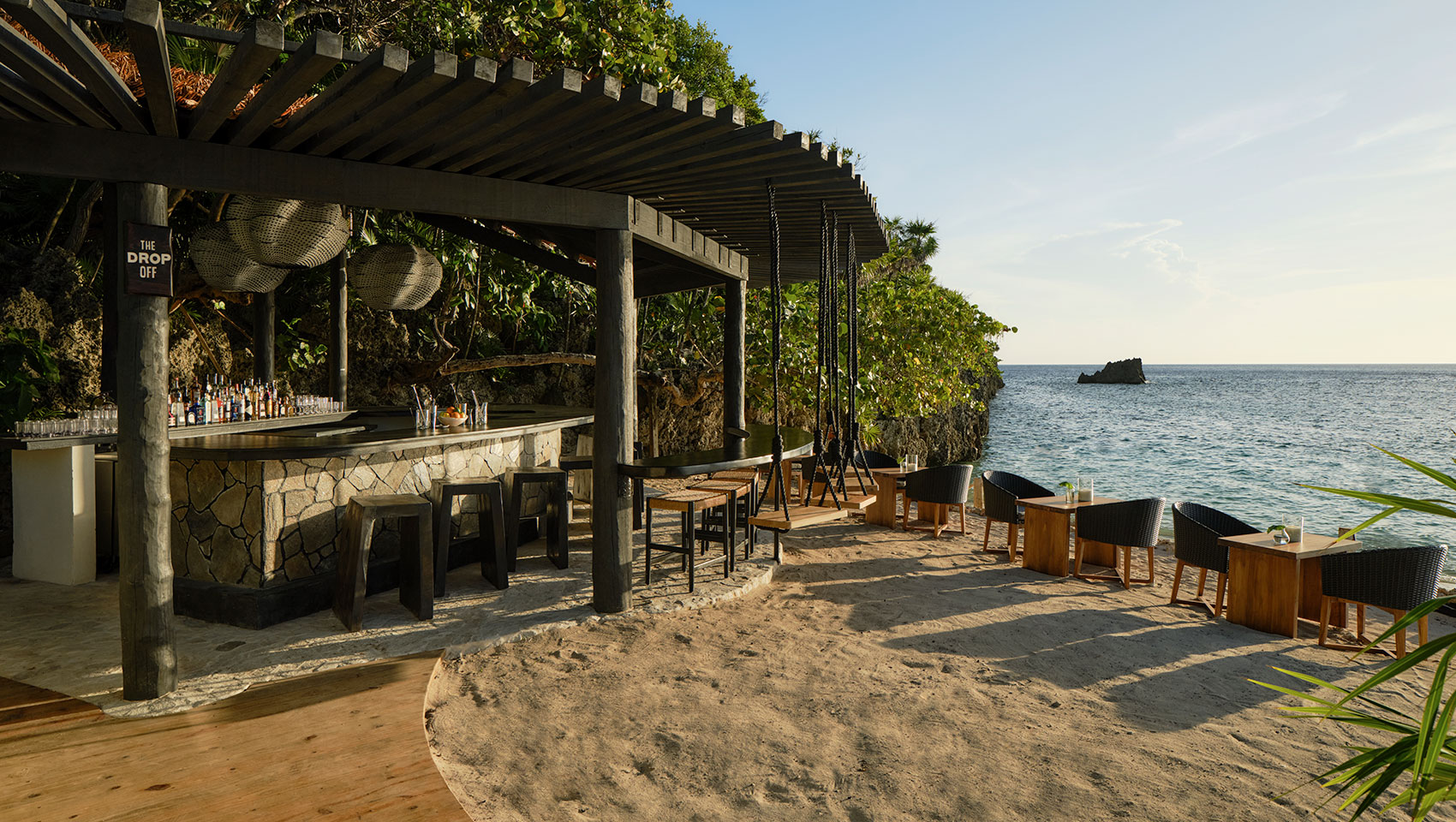 Beachfront dining at the Drop off