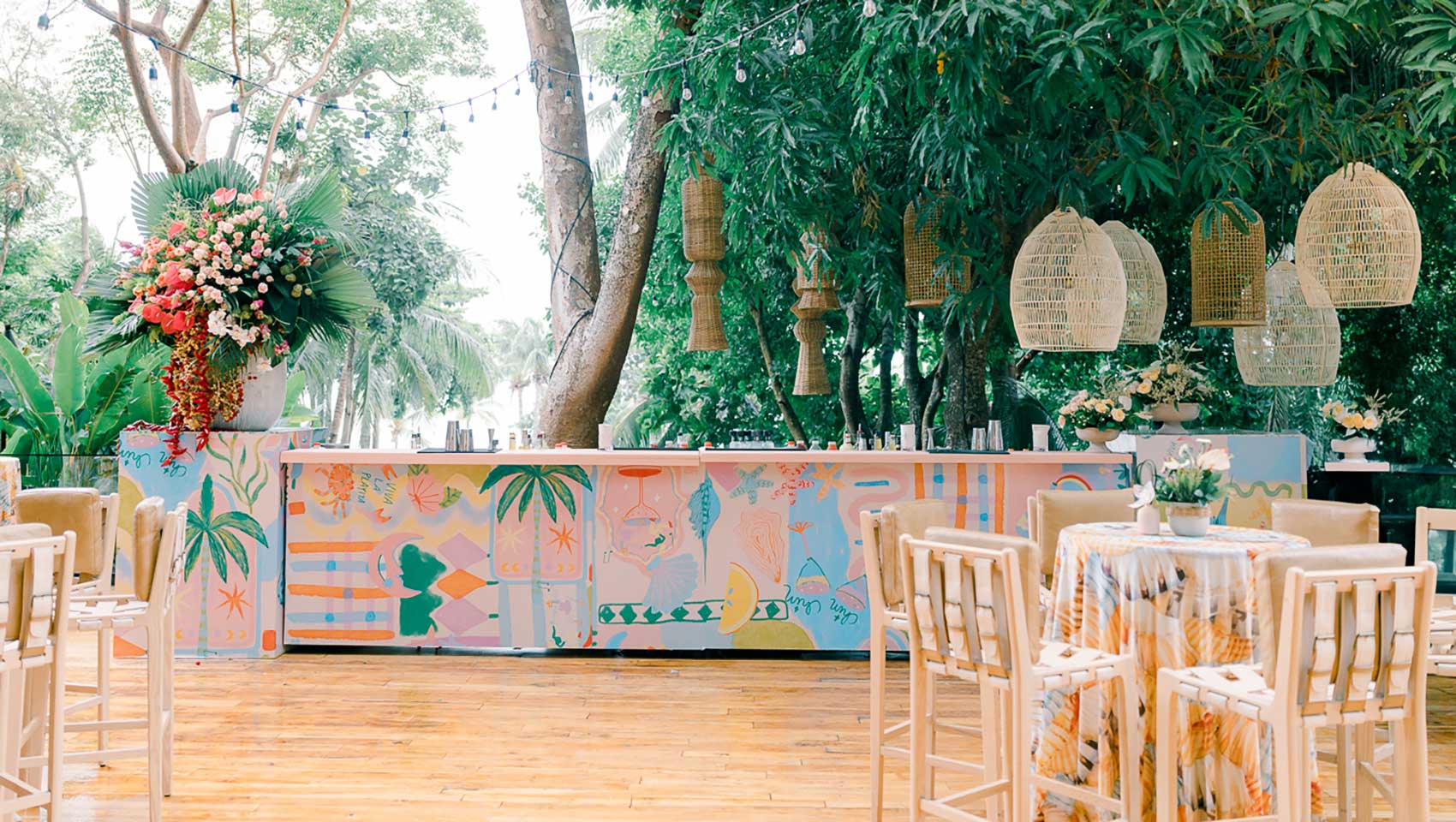 Outdoor Wedding Reception set-up at Kimpton Grand Roatan on Balcony