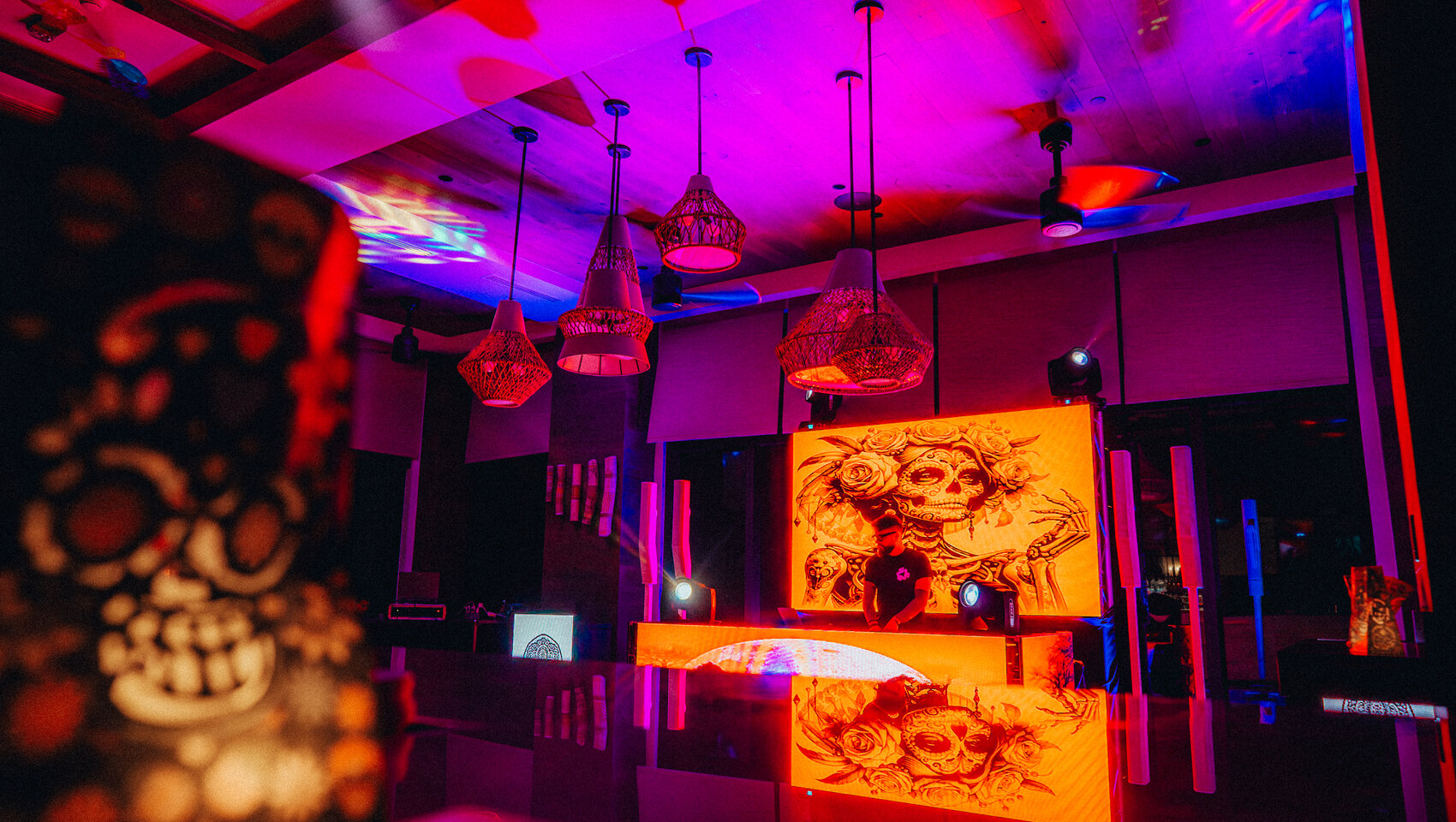 DJ Booth at Halloween Party at Grand Roatan