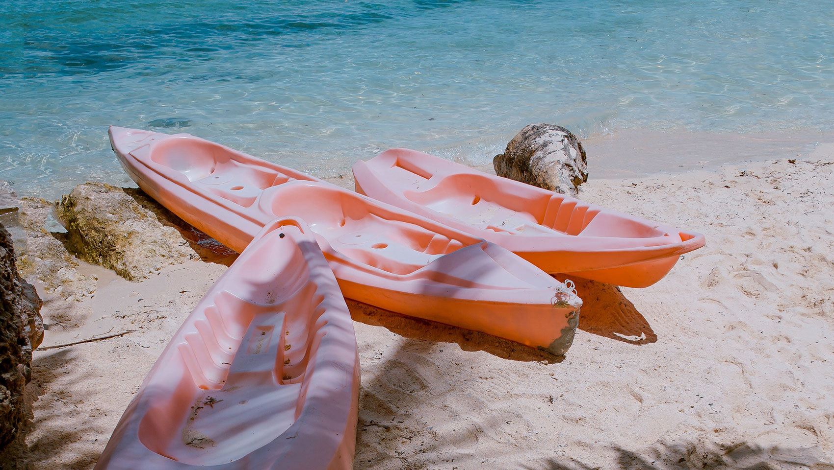 kayaks on beach