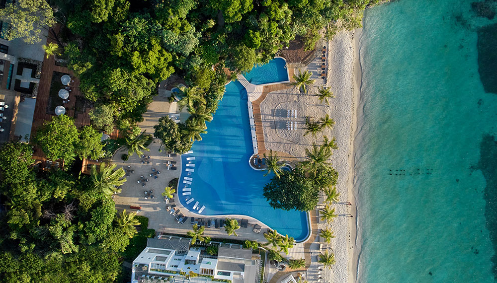 Drone shot of Grand Roatan