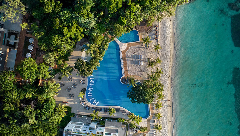 Drone shot of Grand Roatan