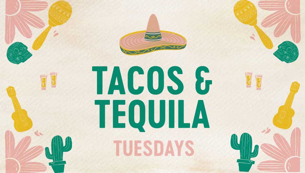 Seacat branded graphic that says Tacos & Tequila