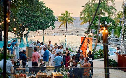 Reception by the pool at Grand Roatan