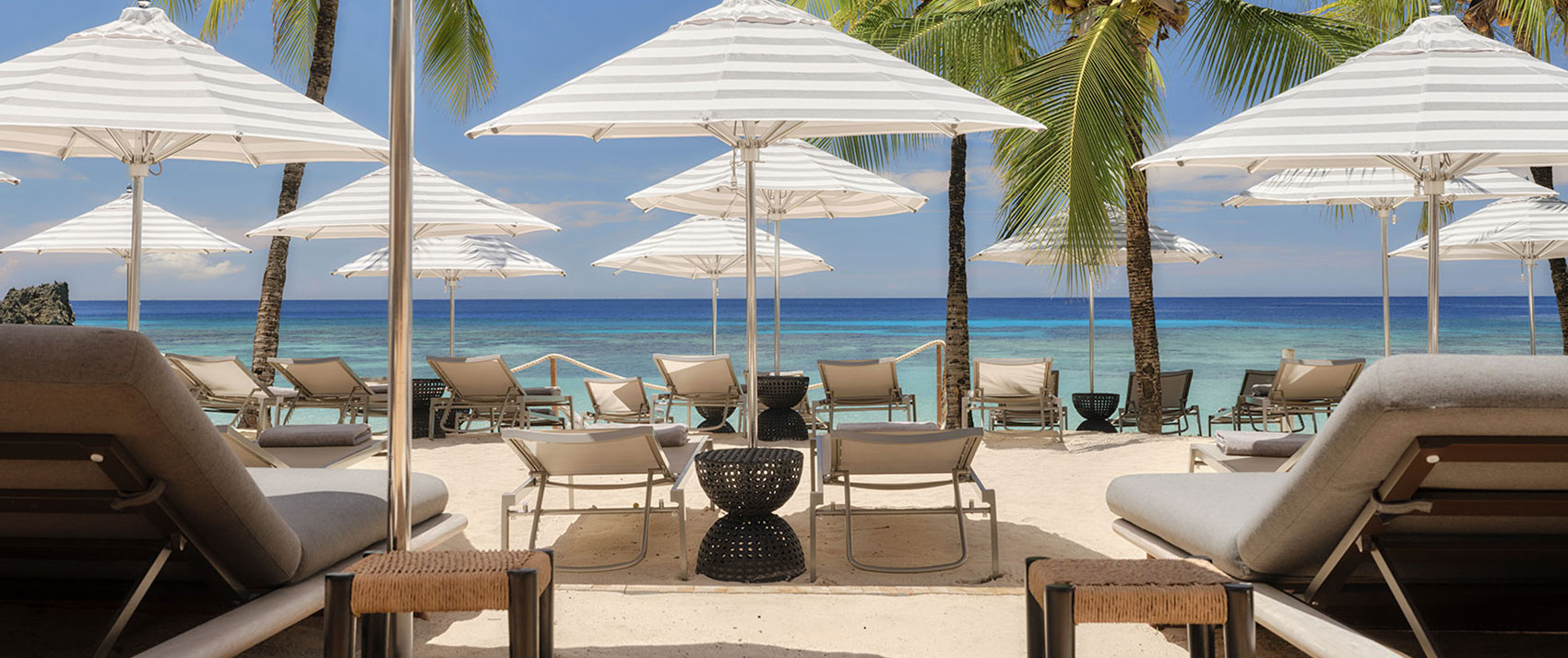 Beach chaise lounge with ocean view